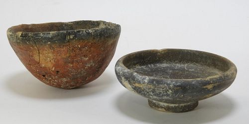 2 Egyptian Naqada Black Top & Black Ware Bowls