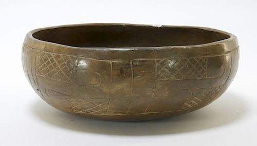 Ancient Chavin Peruvian Earthenware Pottery Bowl