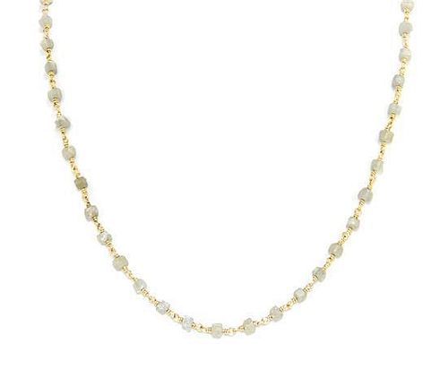 * A Yellow Gold and Rough Diamond Crystal Necklace, 5.10 dwts.