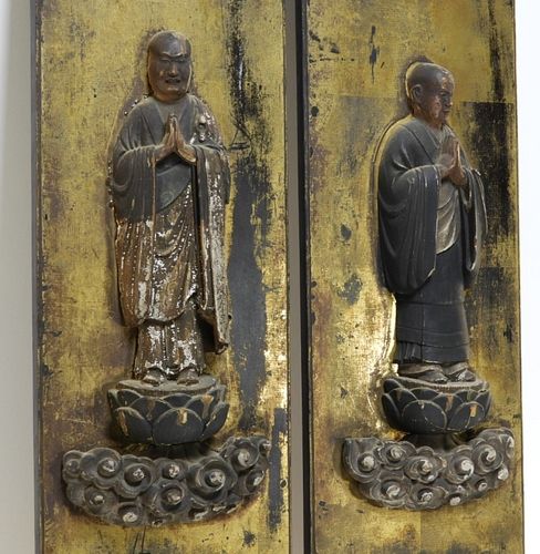 PR 19C Japanese Edo Period Gilt Wood Buddha Panels