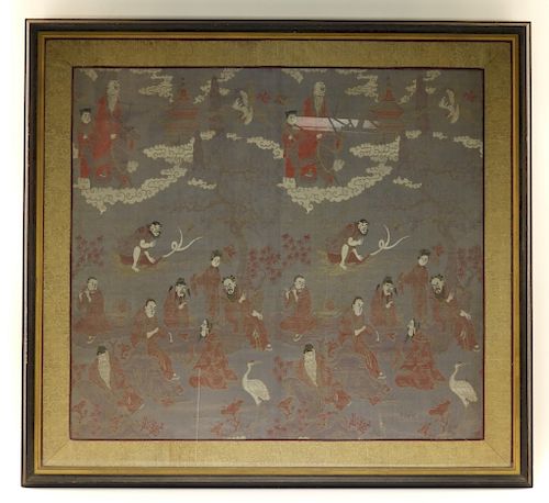 Chinese Silk Textile Panel of Immortals