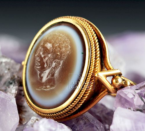 Roman Eye Agate Intagio & 18K Gold Ring - Ex Christie's