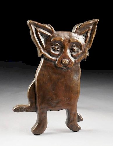 GEORGE RODRIGUE (American b. 1944) A BRONZE SCULPTURE, "Off the Wall Dog,"