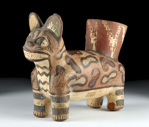 Huari Pottery Painted Jaguar Vessel