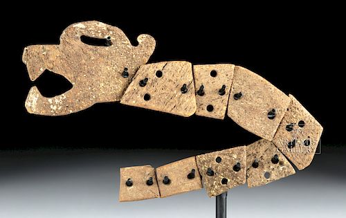 Rare Aztec Bone Carving - Articulated Jaguar Snake