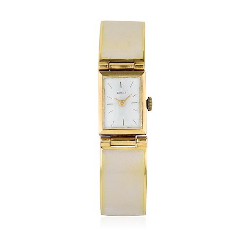 Gucci 18K Gold and Enamel Buckle Ladies Watch
