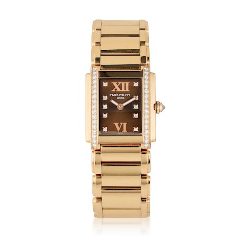 Patek Philippe Twenty~4 18K Rose Gold Diamond Ladies Watch, ref. 4910/11R-010