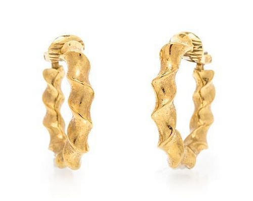 * A Pair of 18 Karat Yellow Gold Hoop Earrings, 9.60 dwts.