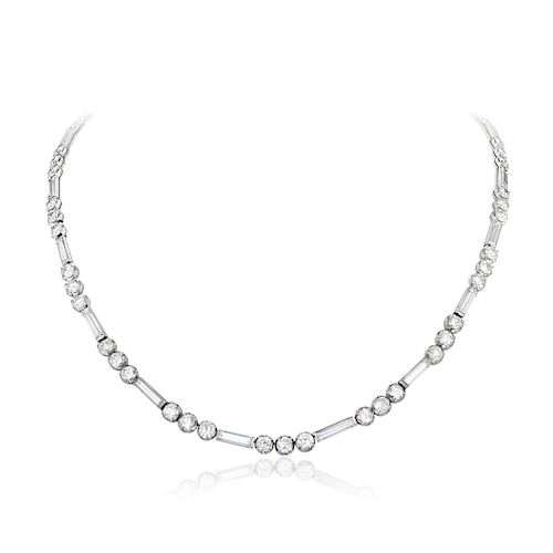 Platinum Diamond Straight Line Necklace