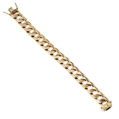 A Gold Curb Link Bracelet, Italian
