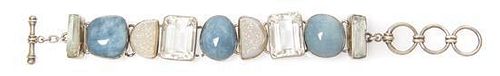 * A Sterling Silver, Aquamarine, Rock Crystal and Druzy Quartz Bracelet, Starborn, 51.20 dwts.