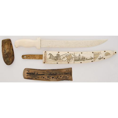 A Punuk Fossilized Ivory Bow Guard PLUS