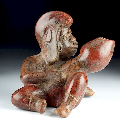 Important & Rare Colima Pottery Phallic Figural Vessel