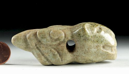 Rare Mayan Carved Stone Pendant - Jaguar Form