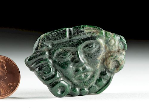 Mayan Carved Greenstone Face Pendant