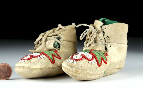 1950s Plains Indian Beaded Moccasins for Baby