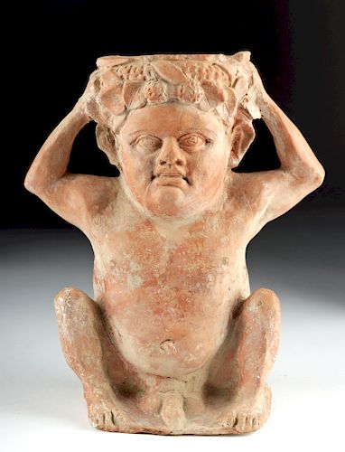 Hellenistic Greek Terracotta Vessel - Seated Dionysos
