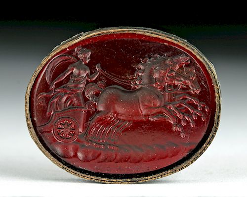 18th C. Neoclassical Glass Intaglio - Woman on Chariot