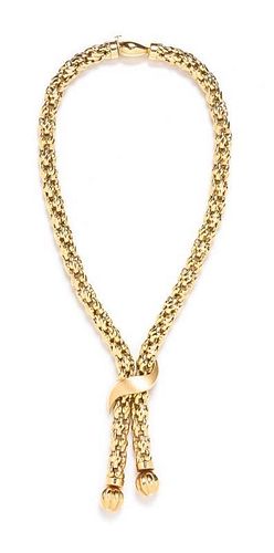 A 14 Karat Yellow Gold Lariat Necklace, Italy, 49.90 dwts.