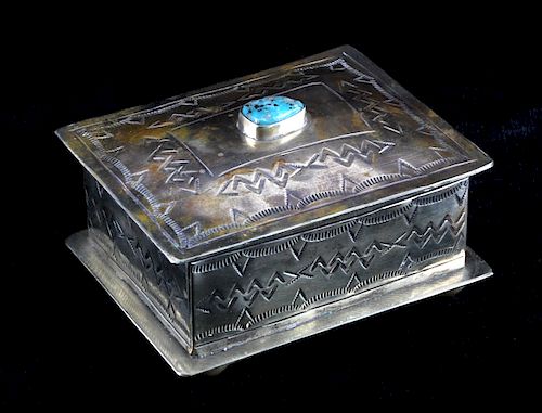 Navajo Sterling Silver Turquoise Jewelry Box