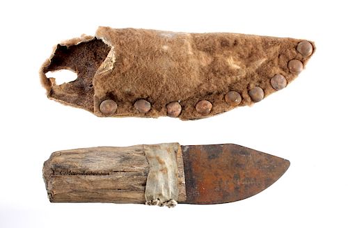 Plains Indian Buffalo Skinning Knife & Sheath