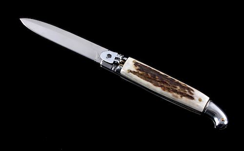Foxinox Italian Stiletto Switchblade Knife Stag
