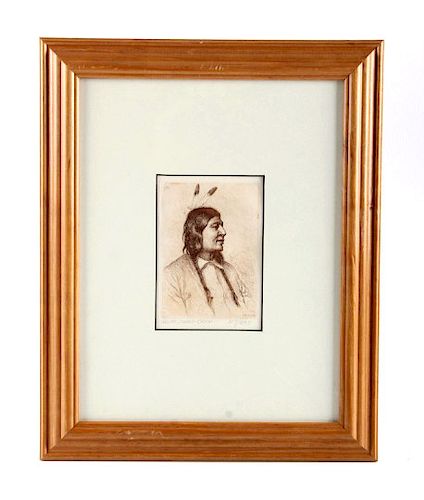 Original Joseph Henry Sharp Framed Etching
