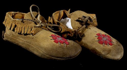 Sioux Native American Beaded Soft Sole Moccasins