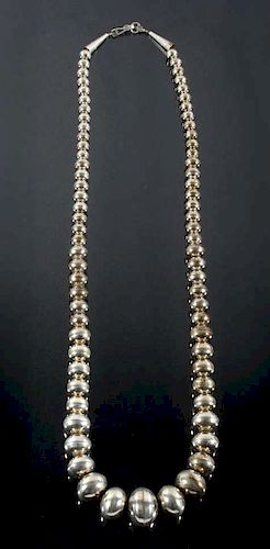 Navajo Sterling Silver Pearl Bead Necklace