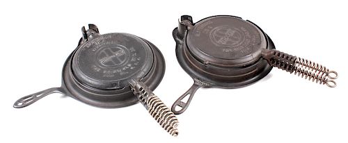 Pair of Griswold No. 8 Waffle Irons with Bases