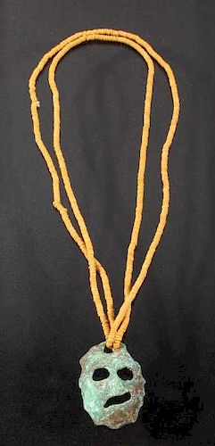 Mississippian Culture Copper Effigy Necklace