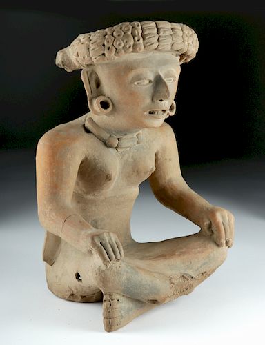 Impressive Veracruz Pottery Seated Female Figure