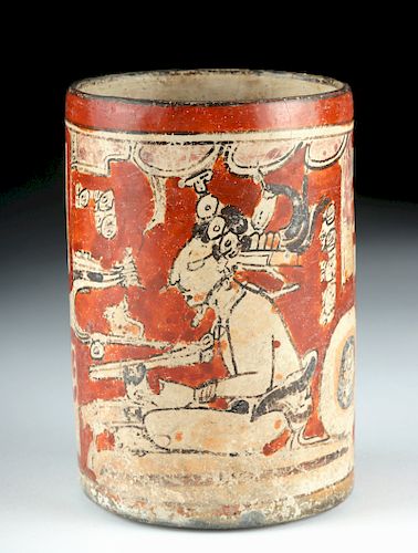 Mayan Cylinder w/ Scribes + Kerr Rollout, ex-Sotheby's