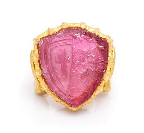 A 22 Karat Yellow Gold and Tourmaline Ring, Denise Roberge for Andrew Clunn, 31.10 dwts.