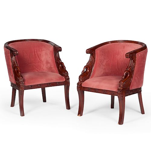 Pair of Empire-Style Swan Tub Chairs