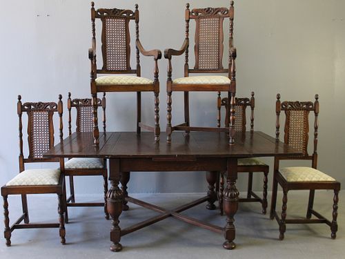 English Oak Dining Table & 6 Chairs