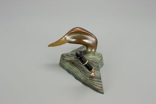 Bronze Duck-Head Pen Rest, Joel D. Barber (1876-1952)