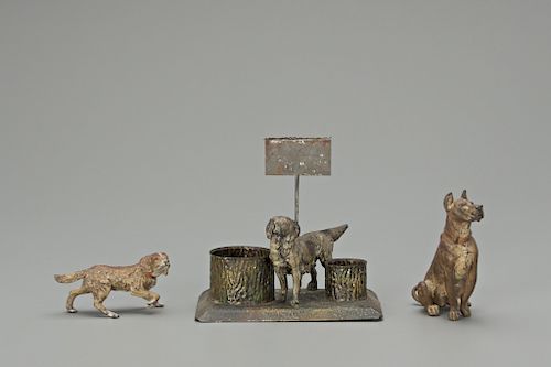 Group of Three Painted Metal Dogs