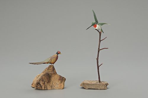 Miniature Pheasant and Hummingbird, Helen Lay Strong (1915-1995)