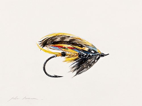 John Swan (b. 1948) Two Watercolors of Salmon Flys