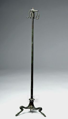 Tall Roman Bronze Lamp Stand - Horse Hoof Feet