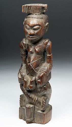 Early 20th C. African Kuba Wooden King Figure - Ndop