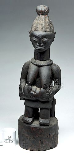 20th C. African Yoruba Wood Maternity Shrine Figure