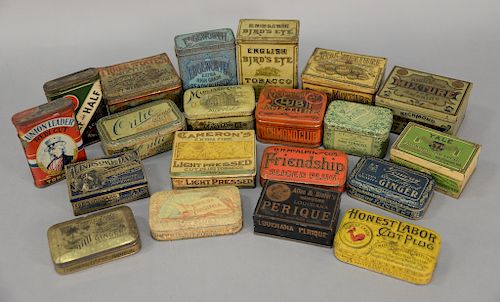 Two tray lots to include group of twenty assorted tins, tobacco, Yale, Half & Half, Union Leader, Cameron's Honest Labor, Perique, R...
