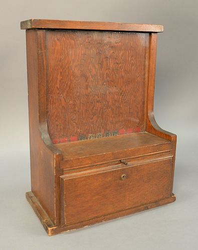 Two piece lot to include Wood Penny game. ht. 18in., wd. 14in. and hanging cabinet having two mirrored doors, ht. 24in.