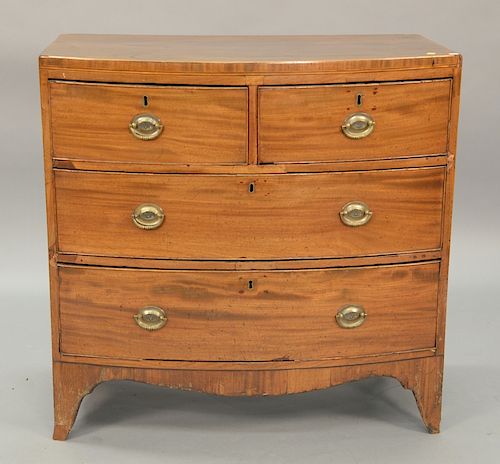 George III mahogany bow front chest, circa 1800. ht. 35 in., wd. 35 in., dp. 19 in.