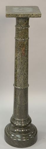 Granite pedestal (chipped corner). ht. 42in., top: 9 1/2" x 9 1/2"