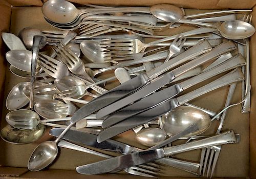 One box lot of International Serenity sterling silver flatware set, setting for six. 54.6 troy ounces plus 6 handles