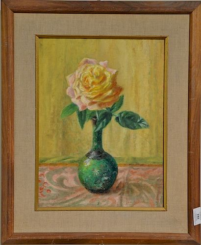 Dorothy Ochtman (1892-1971) oil on board, "Rose in Cloisonne Vase", signed lower right: Dorothy Ochtman, 16" x 12".
