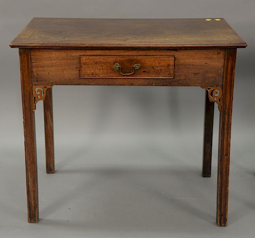 Georgian mahogany one drawer stand. ht. 28in., top: 19 1/2" x 32 1/2"